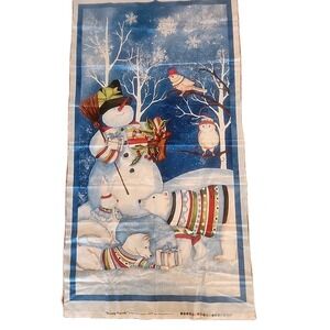 Snowy Friends 22in X 42in  Cotton Panel Nancy Link  Cotton Birds Snowman Bears